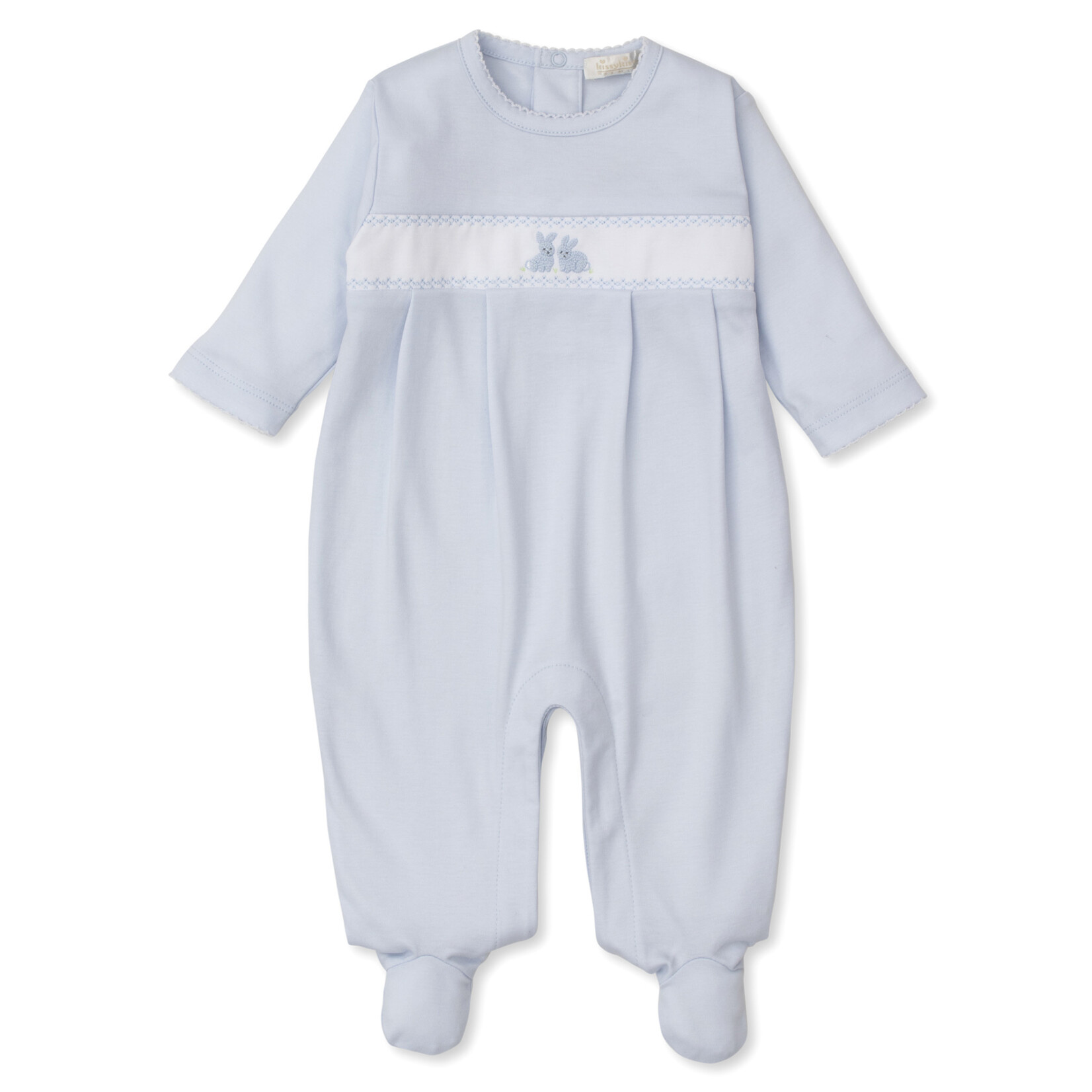 Kissy Kissy Blue Embroidered Cottontail Hollows Footie