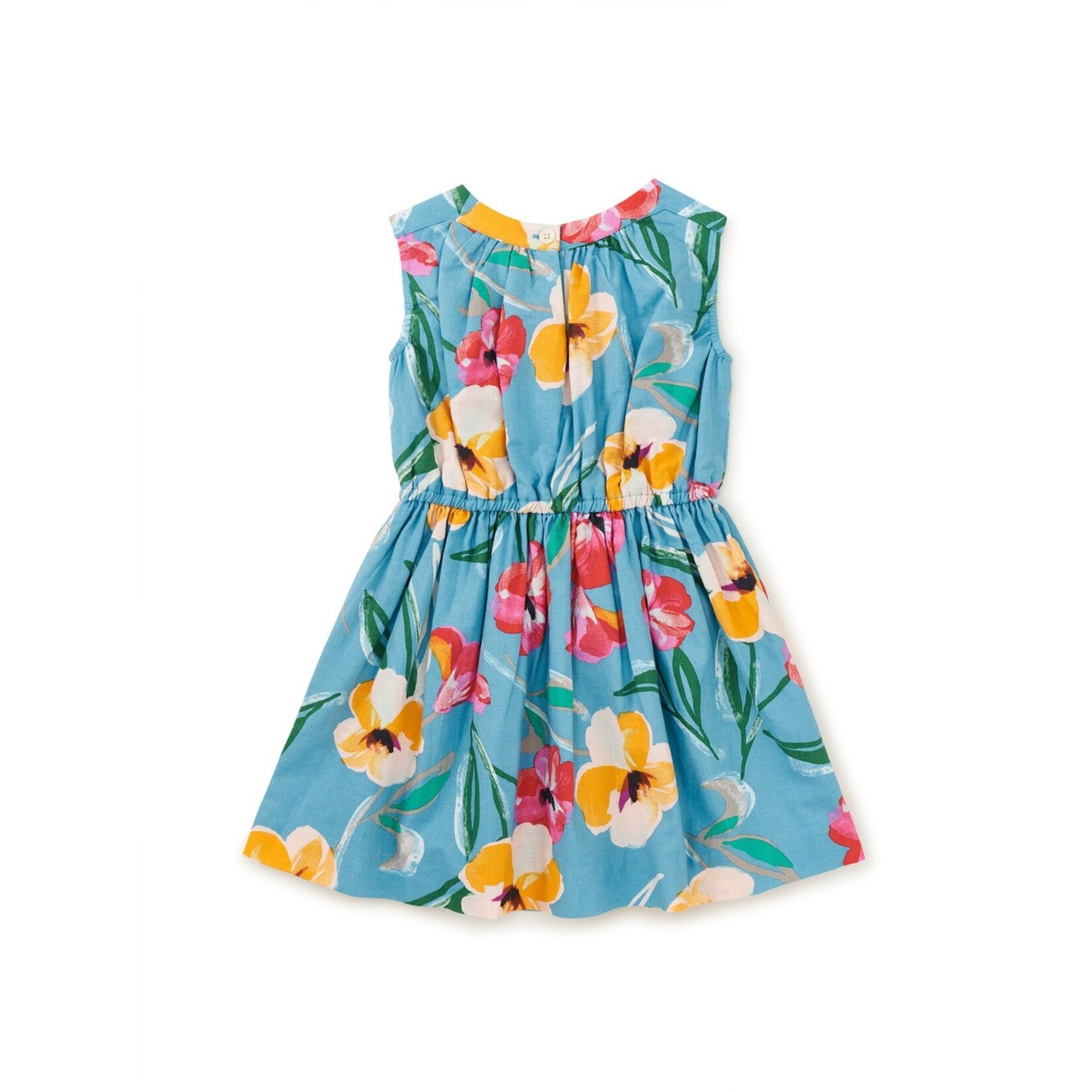 Tea Blue Hibiscus Skirted Dress