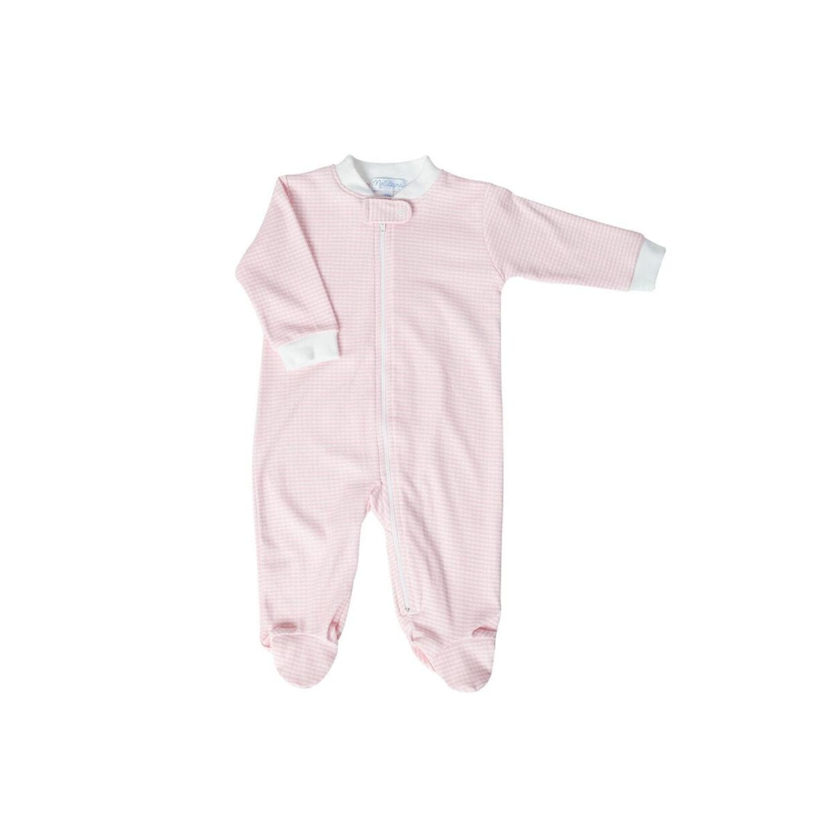 Nella Pima Nella Pima Pink Gingham Zipper Footie