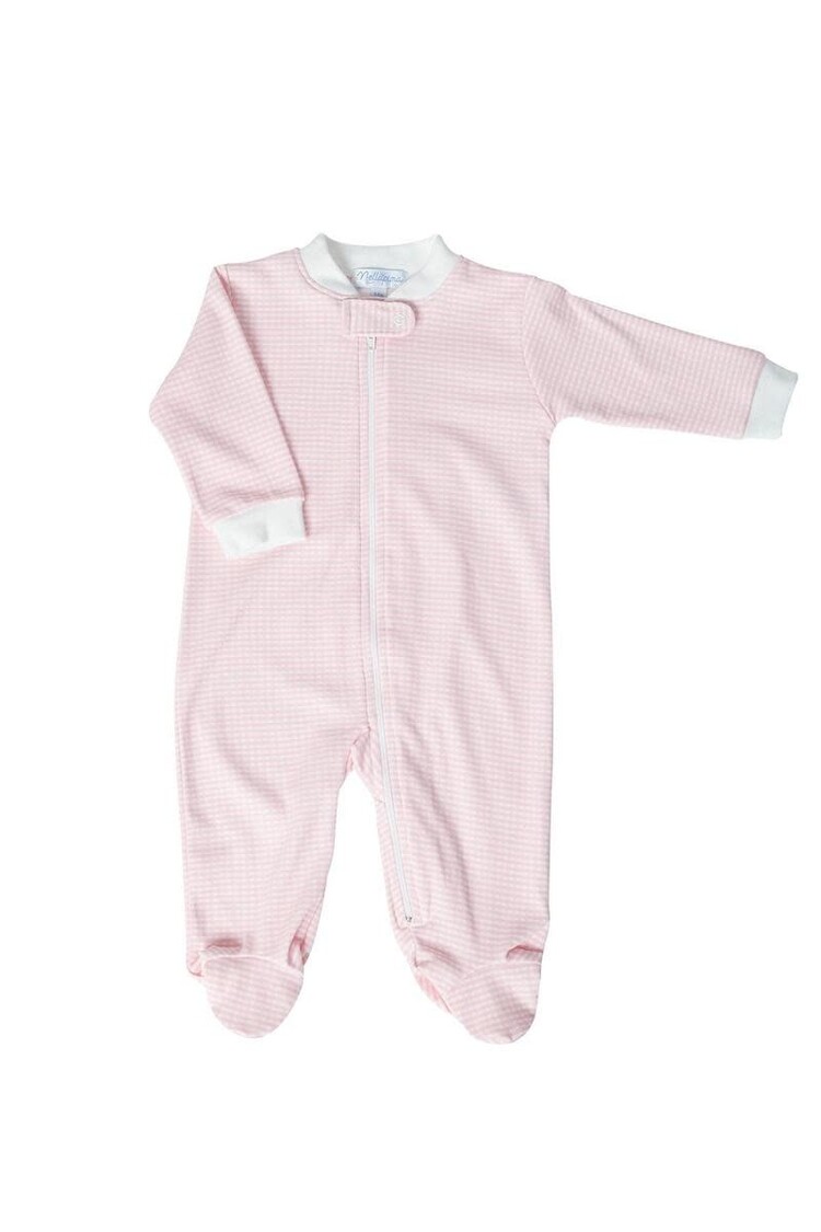 Nella Pima Nella Pima Pink Gingham Zipper Footie