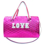 Mavi Bandz Pink Heart Quilted Varsity Love Duffel Bag