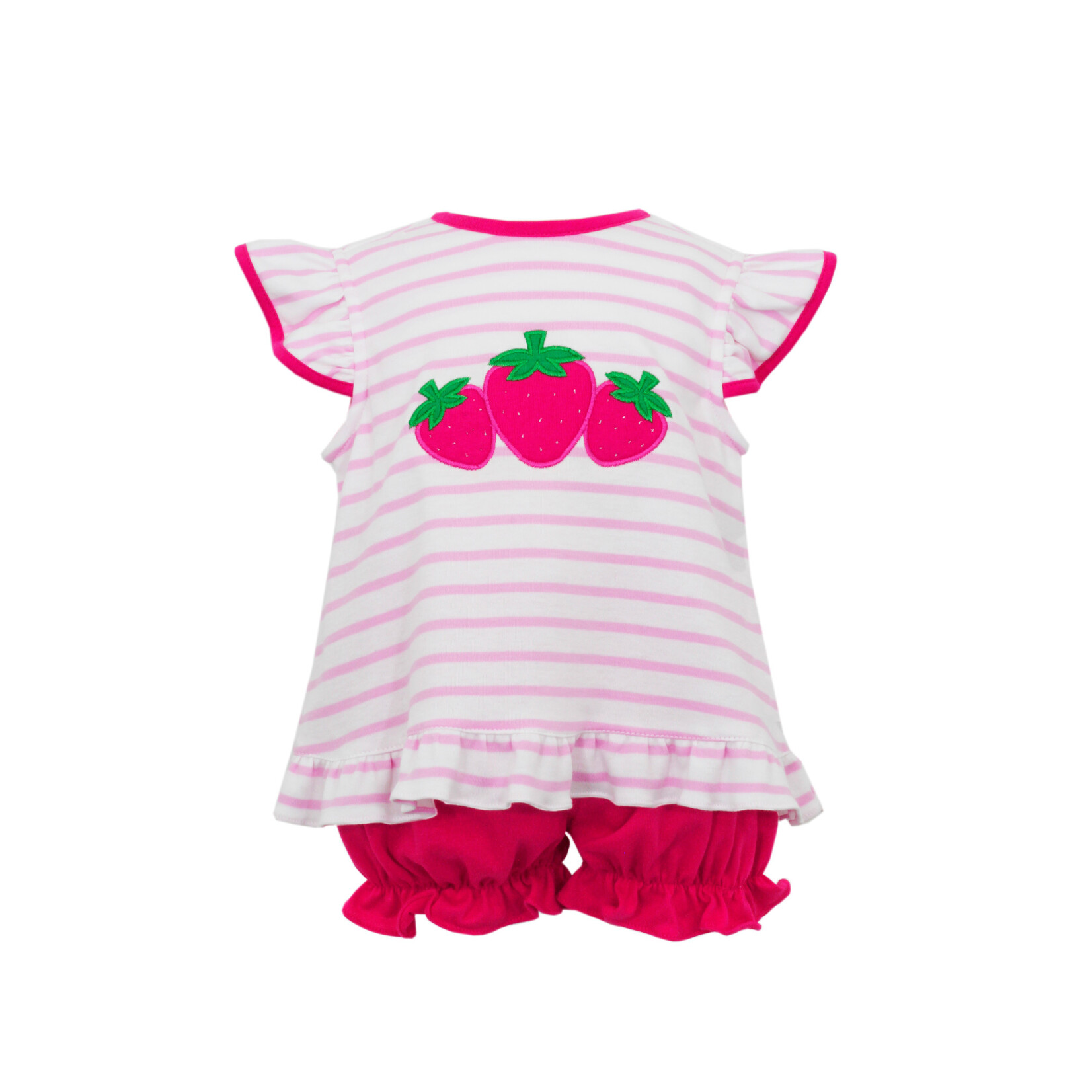 Claire & Charlie Pink Stripe Strawberry Bloomer Set