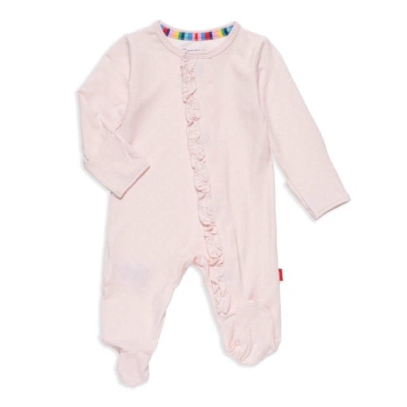 PIN DOT PINK RUFFLE FOOTIE