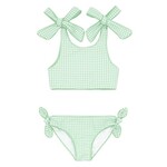 girls palm green gingham tie knot bikini