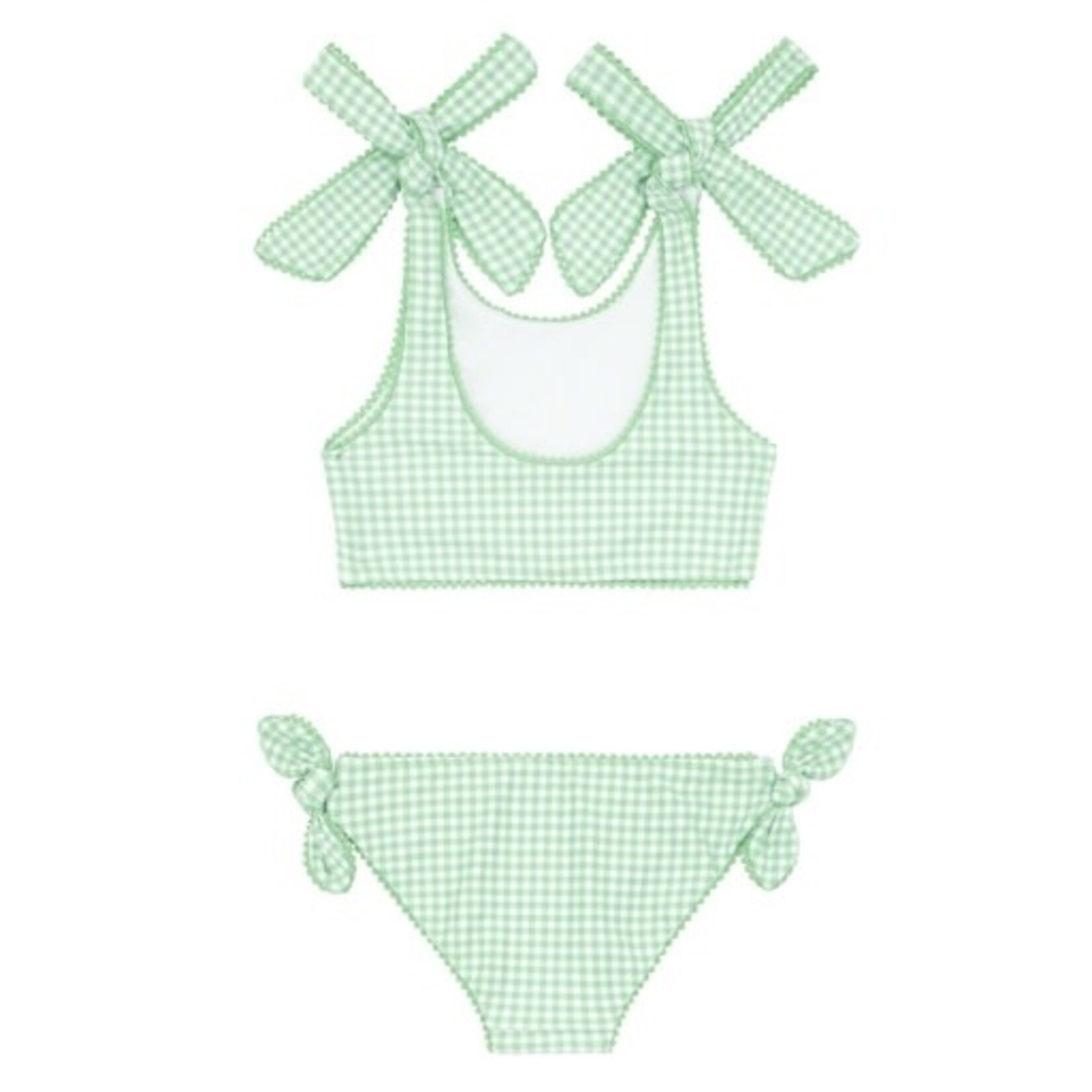 girls palm green gingham tie knot bikini
