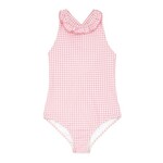 girls guava gingham halter one piece with back bow