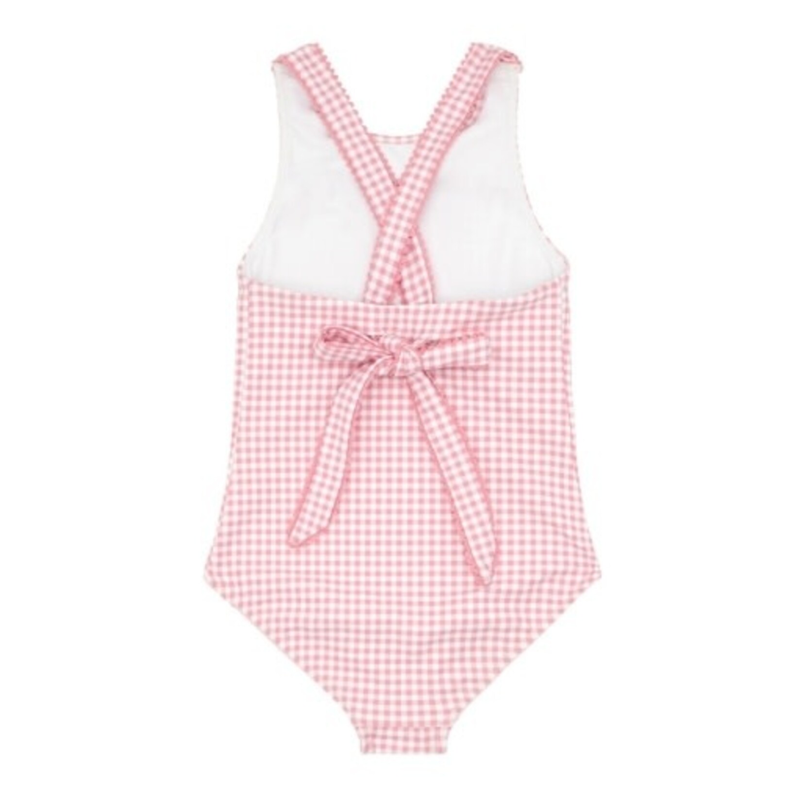 girls guava gingham halter one piece with back bow