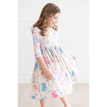 Mila & Rose Pastel Floral Bunnies Pocket Twirl Dress