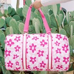 Katydid Pink Flower Checked Weekender Bag