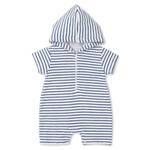 Kissy Kissy Blue Stripe Terry Hooded Romper