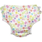 Green Sprouts Snap Ruffled Swim Diaper-White Turtle Floral