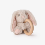 Elegant Baby Ring Rattle Plush - Taupe Bunny