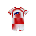 Claire & Charlie Red Stripe Shark Romper