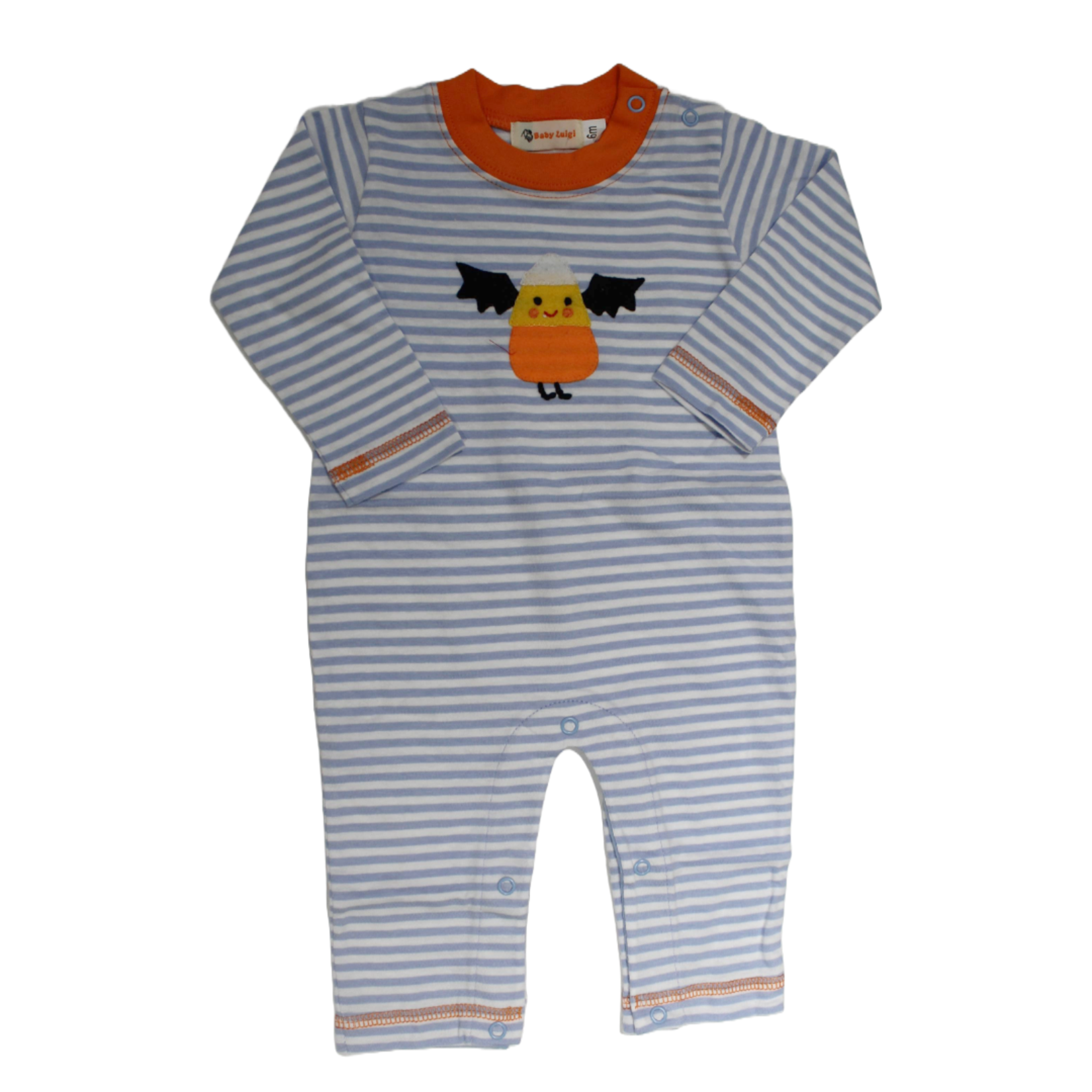 Luigi Kids Blue Stripe Candy Corn Bat Romper