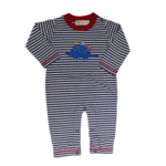 Luigi Kids Navy Stripe Dino w/Cars Romper