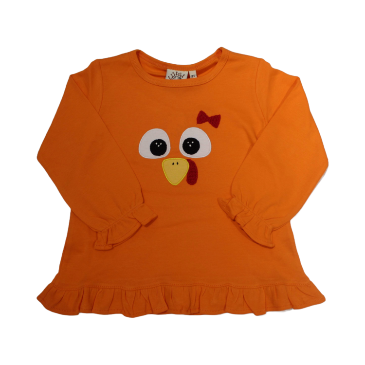 Luigi Kids Orange Turkey Face Ruffle Shirt