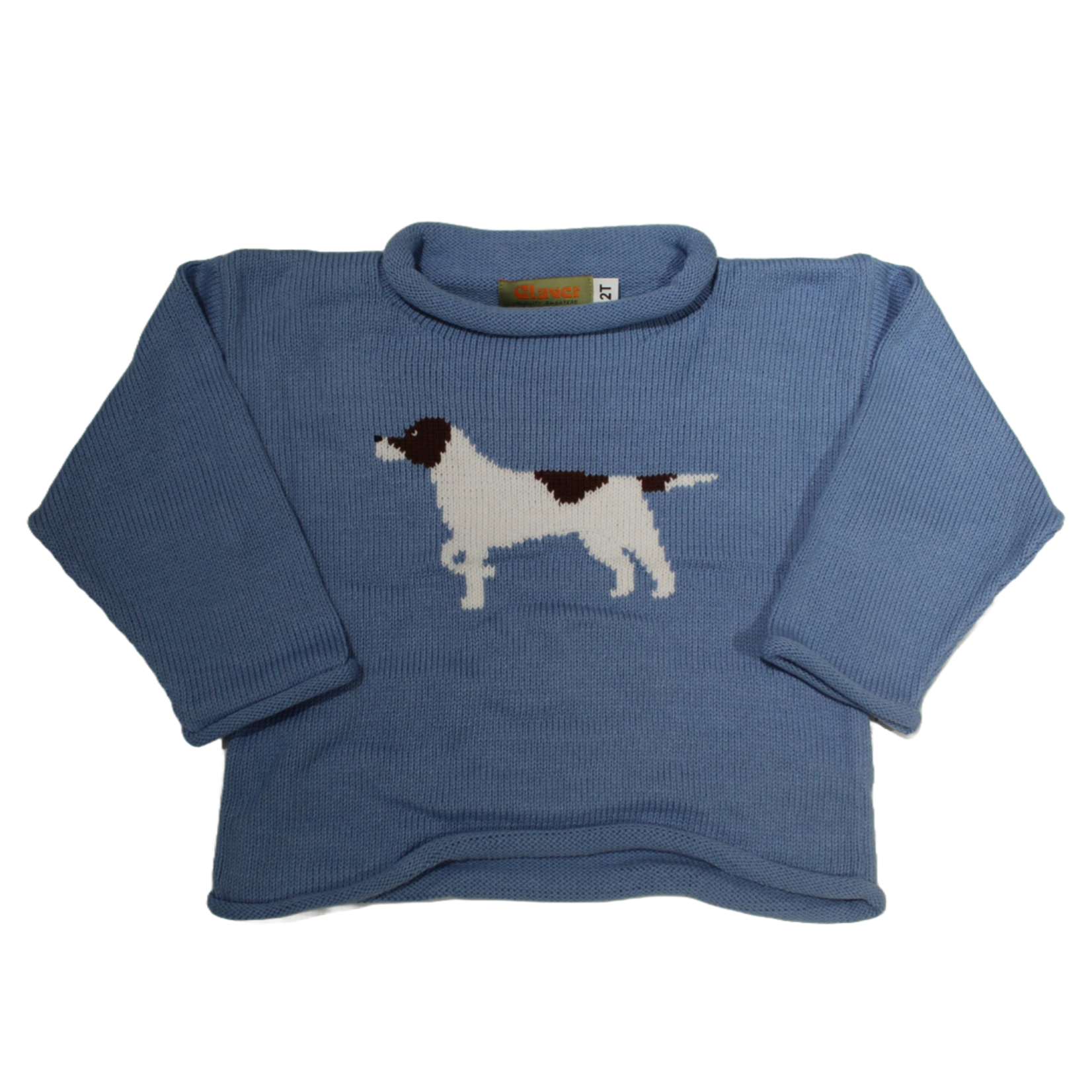 Luigi Kids Chambray Pointer Roll Neck Sweater