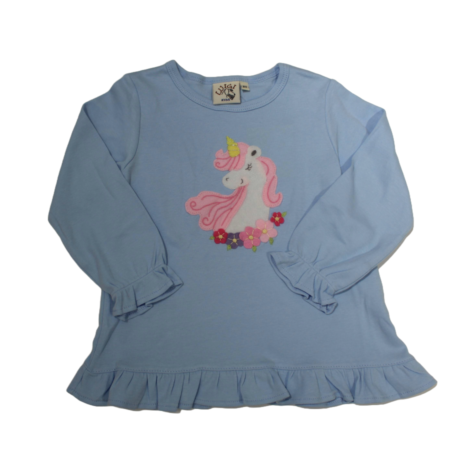 Luigi Kids Blue Unicorn w/Flowers Swing Top