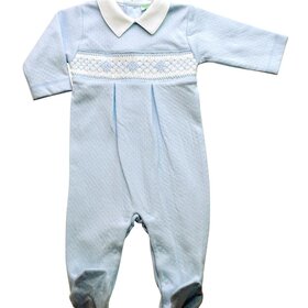 Baby Threads Blue Smocked Sweet Baby Boy Footie