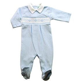 Baby Threads Blue Smocked Sweet Baby Boy Footie