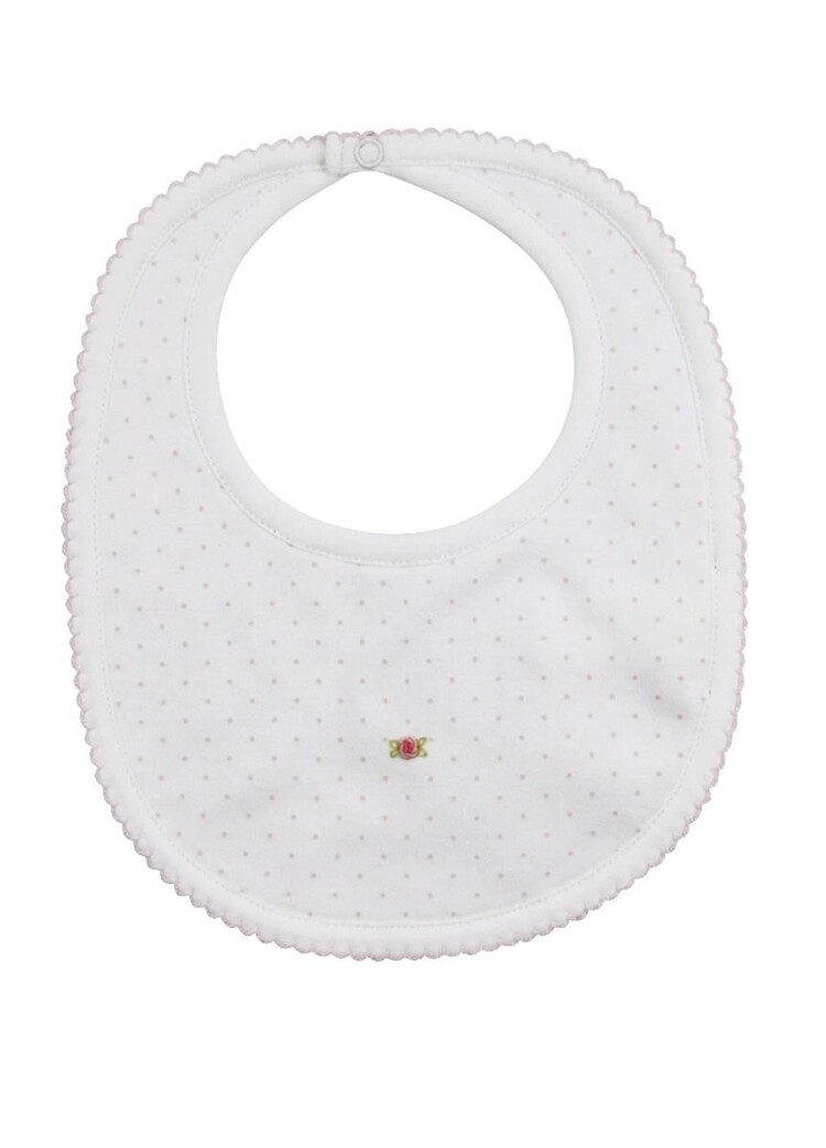 Baby Threads Pink Dot w/Flower Emb Peggy Bib