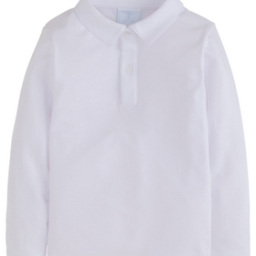 Little English Long Sleeve Polo - White
