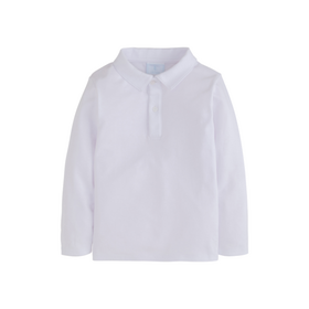 Little English Long Sleeve Polo - White