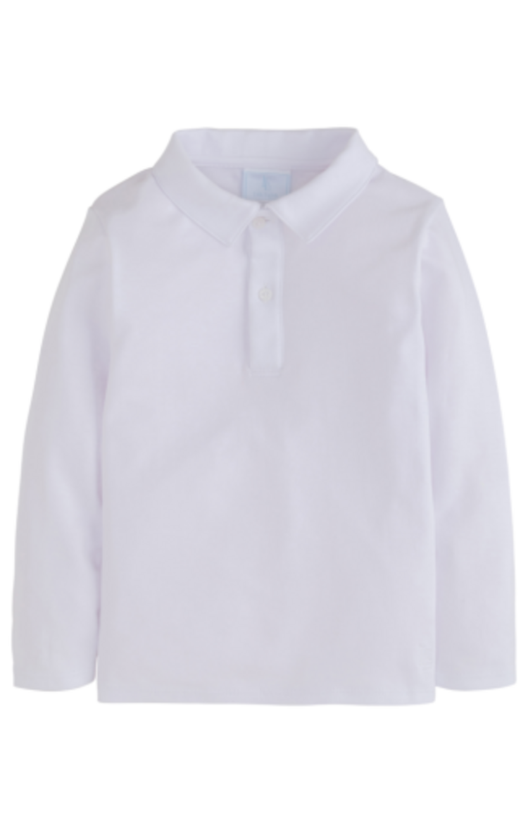 Little English Long Sleeve Polo - White