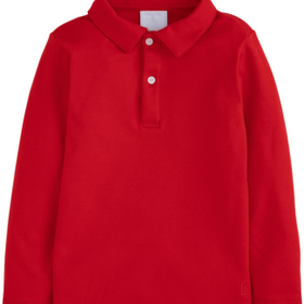 Little English Long Sleeve Polo - Red