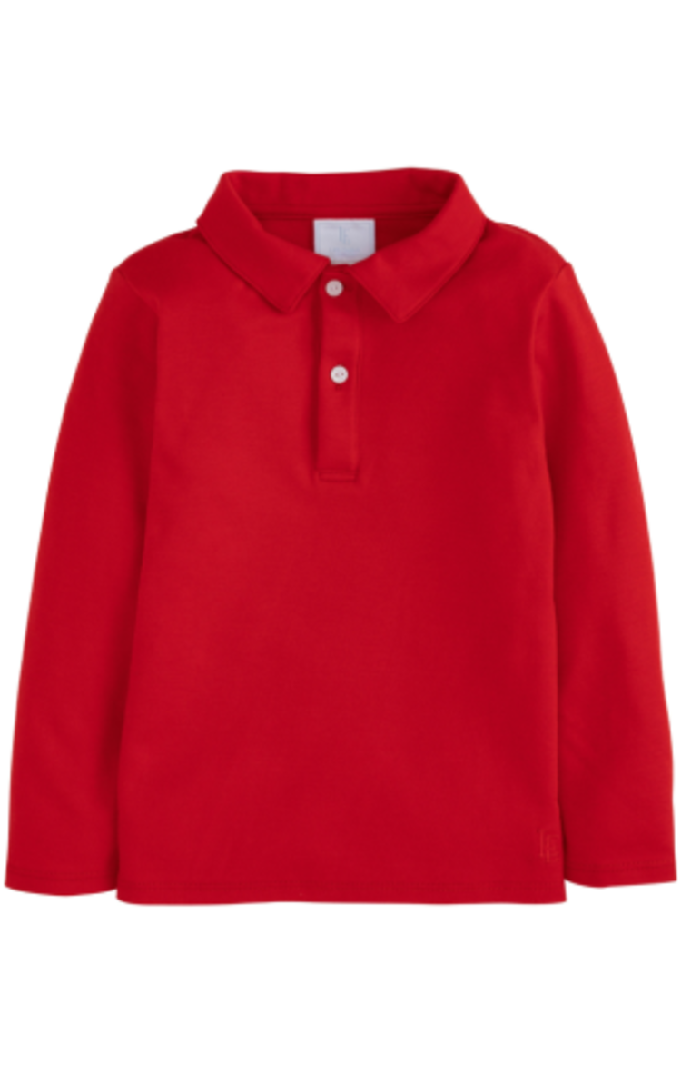 Little English Long Sleeve Polo - Red