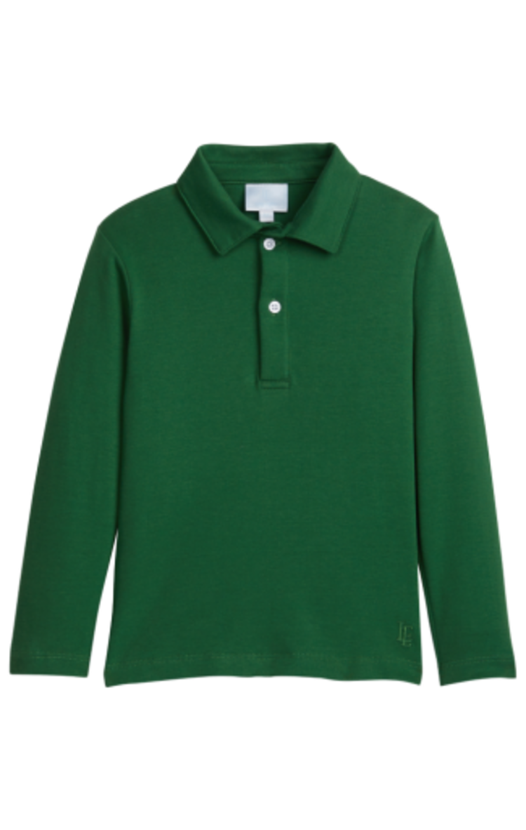 Little English Long Sleeve Polo - Hunter Green
