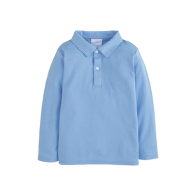 Little English Long Sleeve Polo - Light Blue