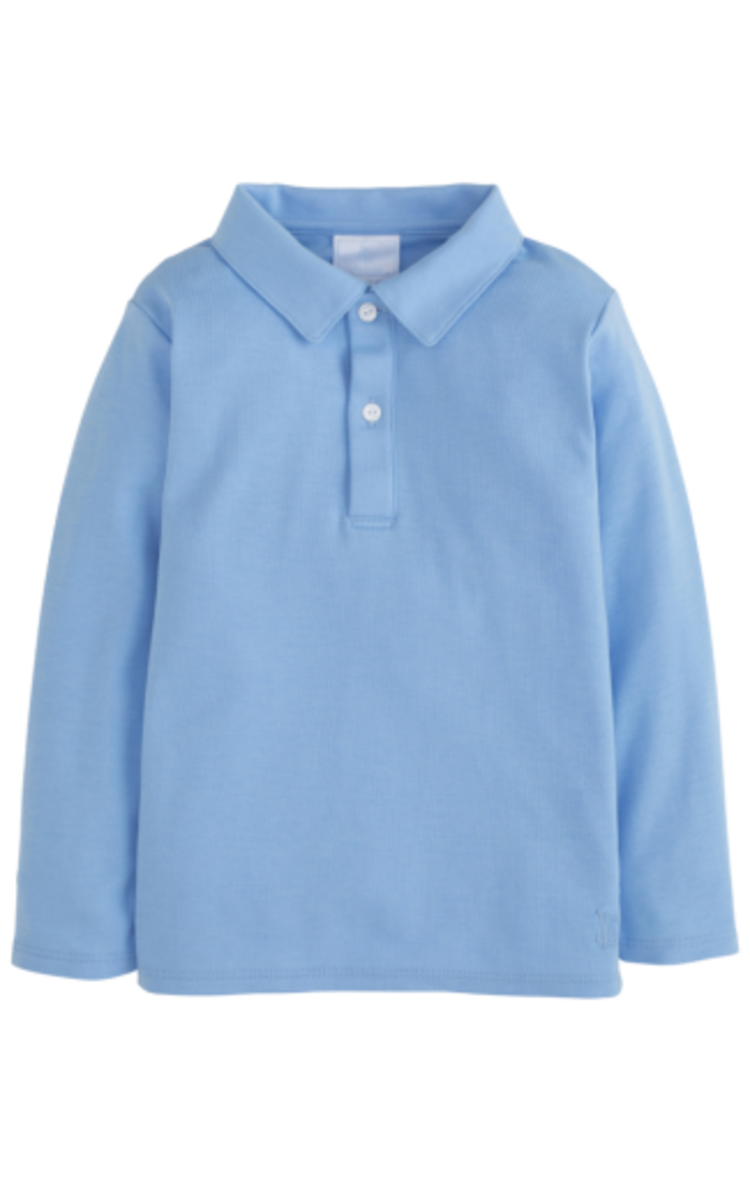 Little English Long Sleeve Polo - Light Blue