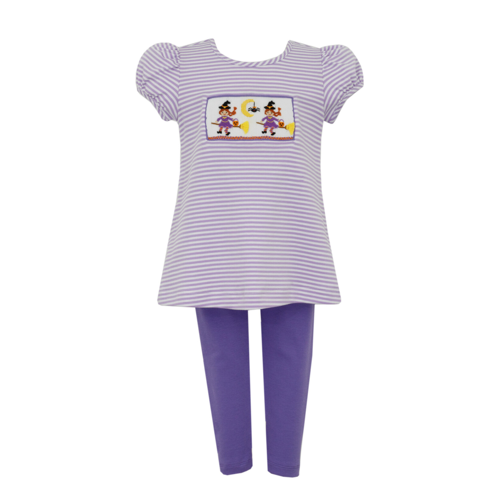 Anavini Purple Str Halloween Tunic Set