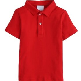 Little English Red Short Sleeve Solid Polo