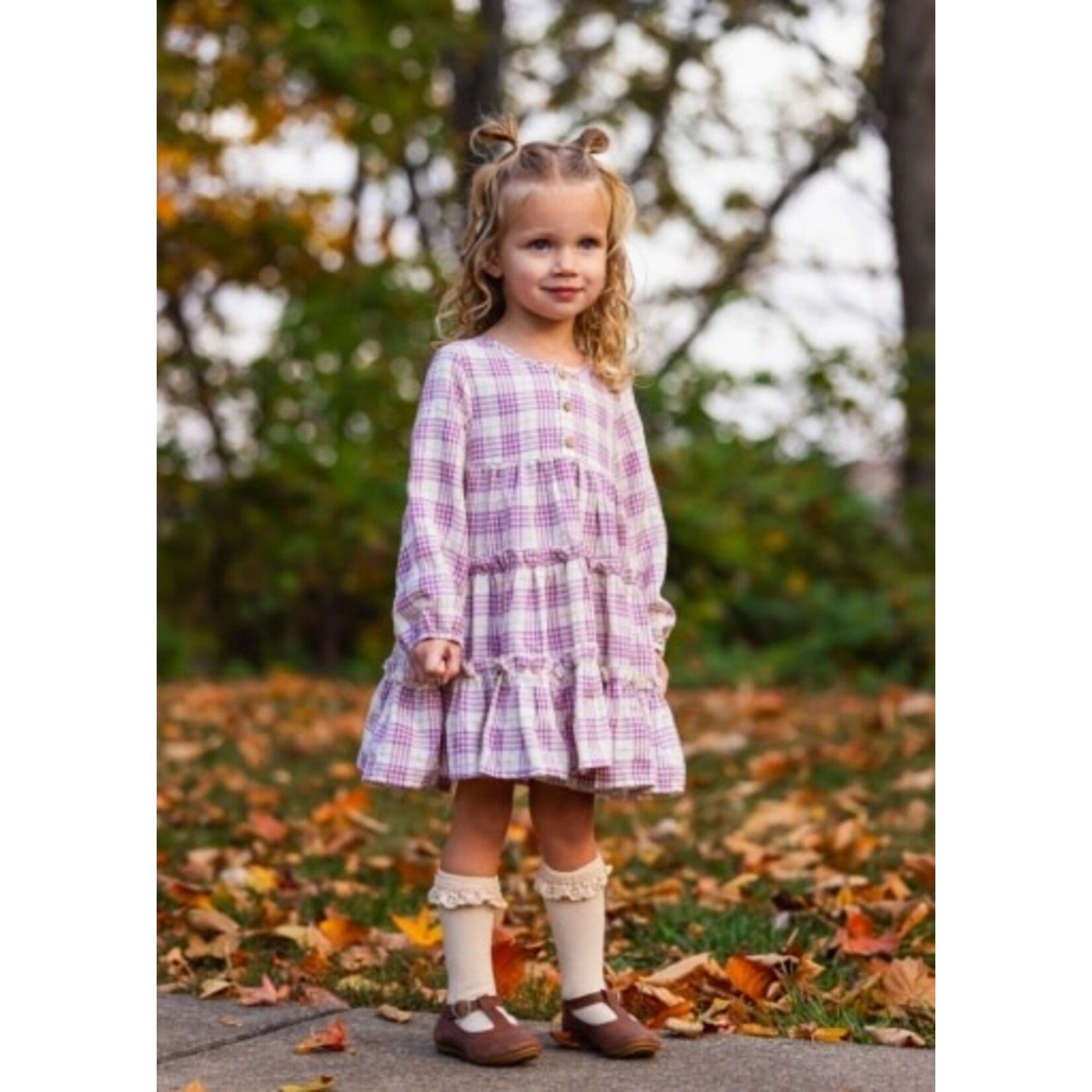 Mabel and Honey Purple Periwinkle Plaid Dress