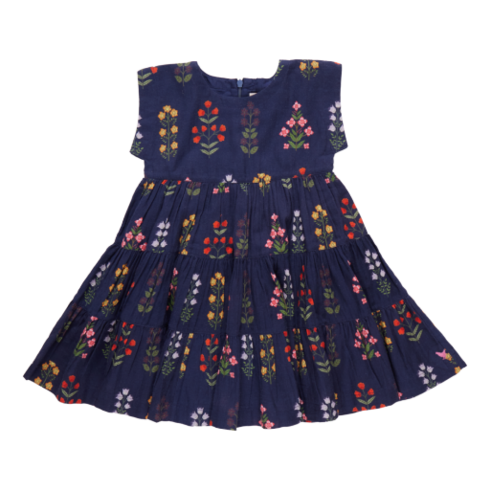 Pink Chicken girls peachy dress - navy field floral