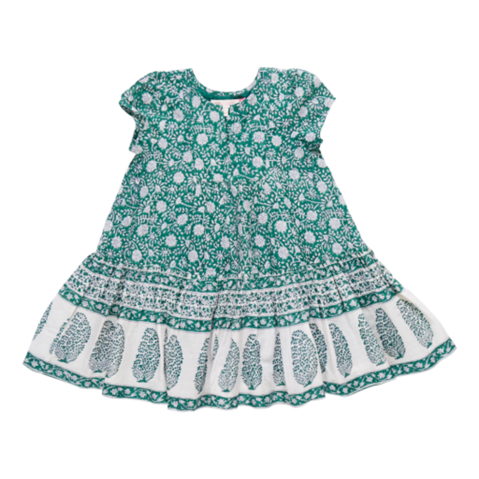 Pink Chicken girls adele dress - green garden floral