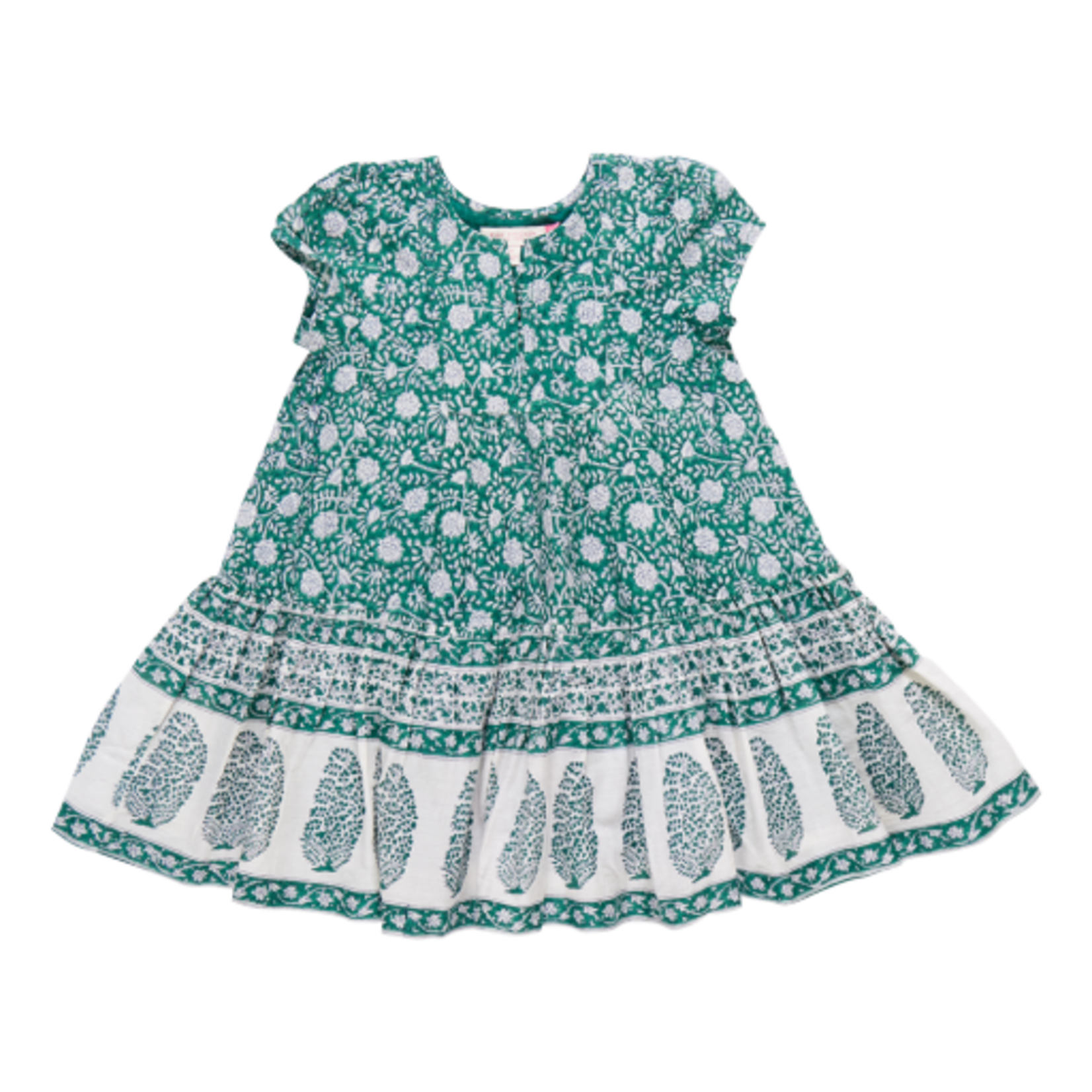 Pink Chicken girls adele dress - green garden floral