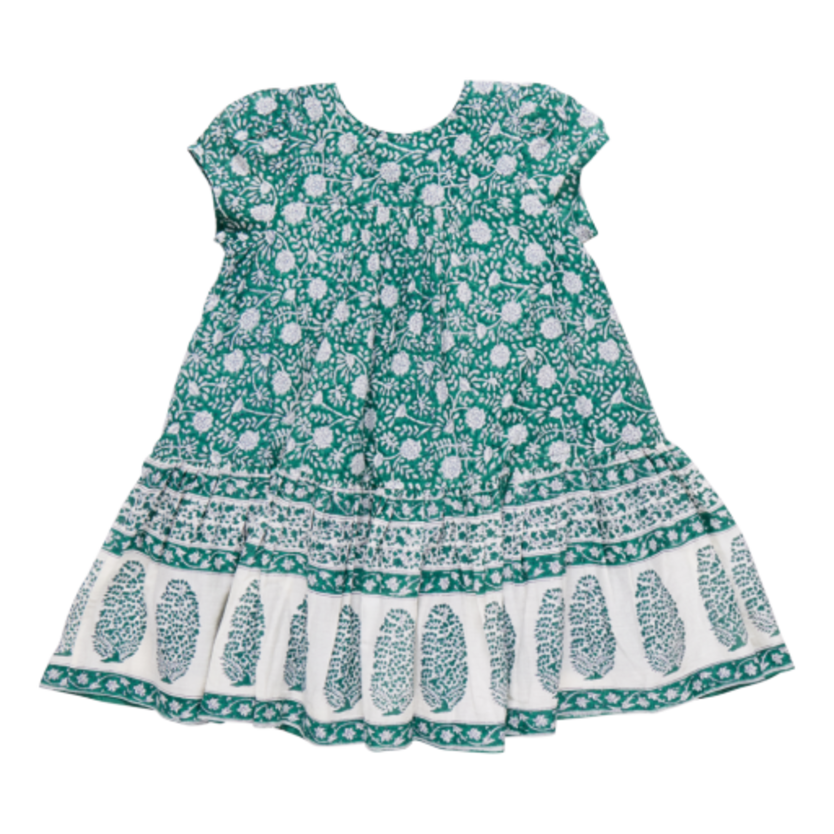 Pink Chicken girls adele dress - green garden floral