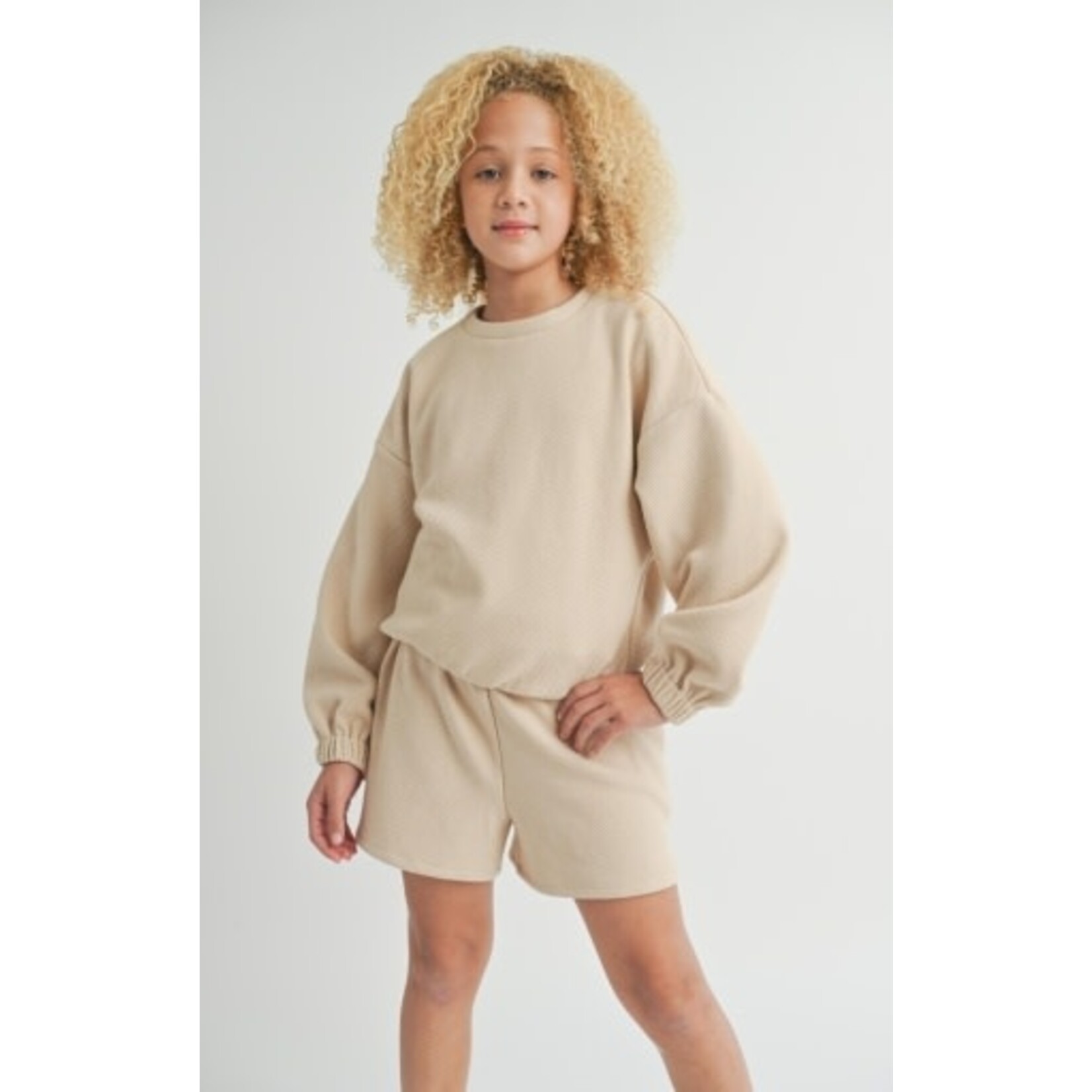 Sadie & Sage Beige Side Tie Knit Top