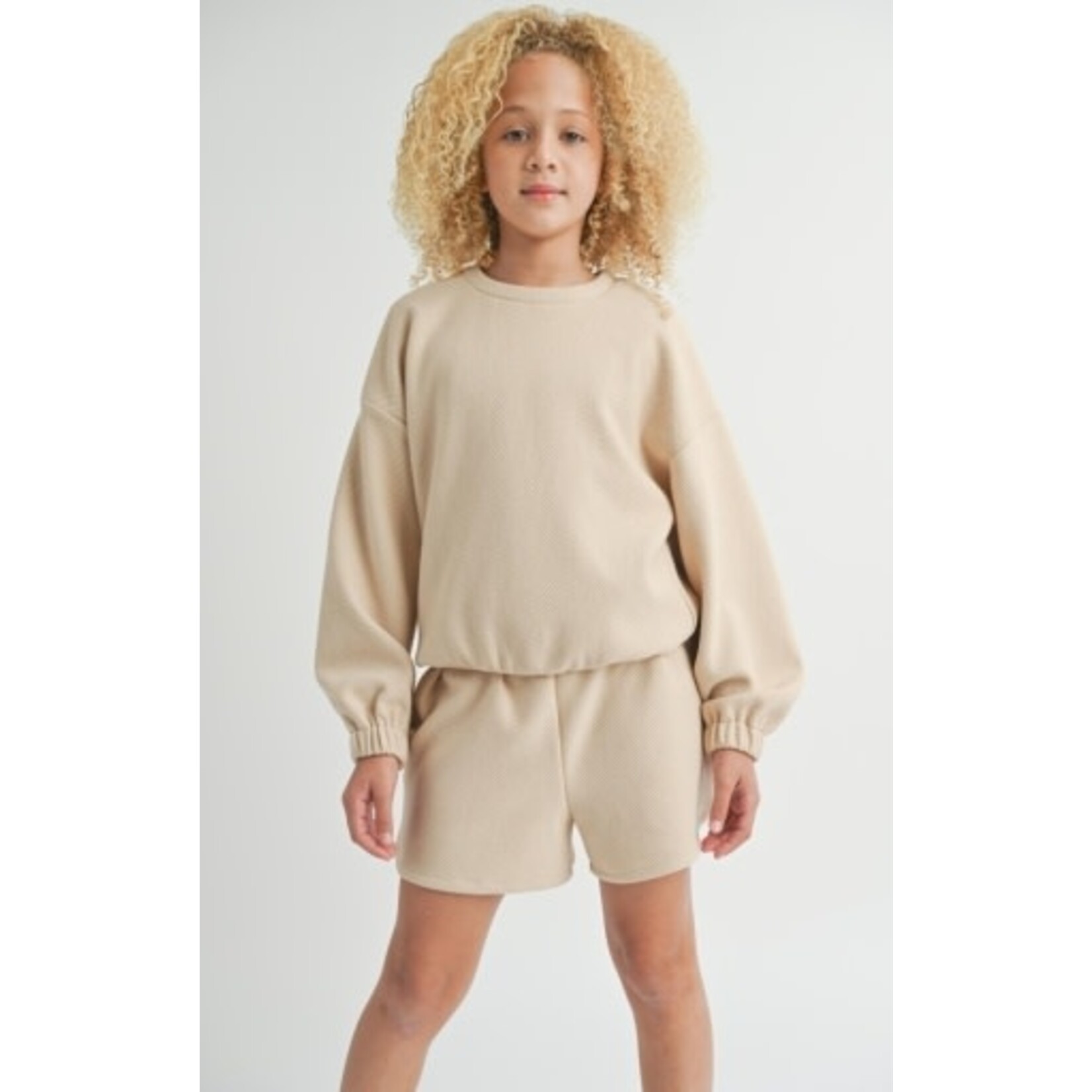 Sadie & Sage Beige Side Tie Knit Top