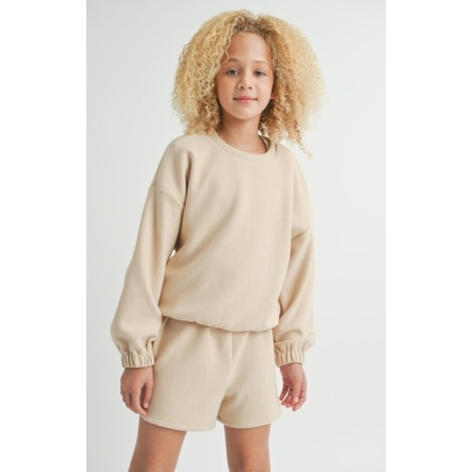 Sadie & Sage Beige Side Tie Knit Top