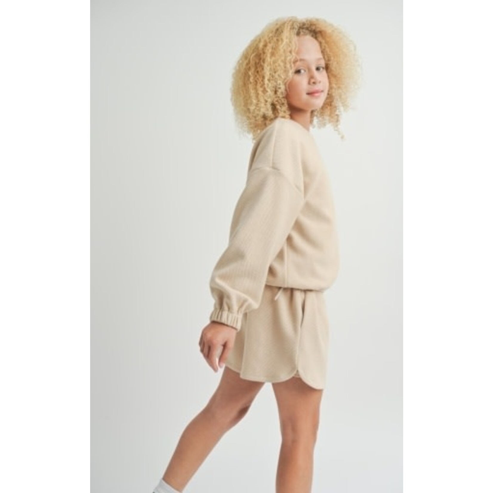 Sadie & Sage Beige Side Tie Knit Top