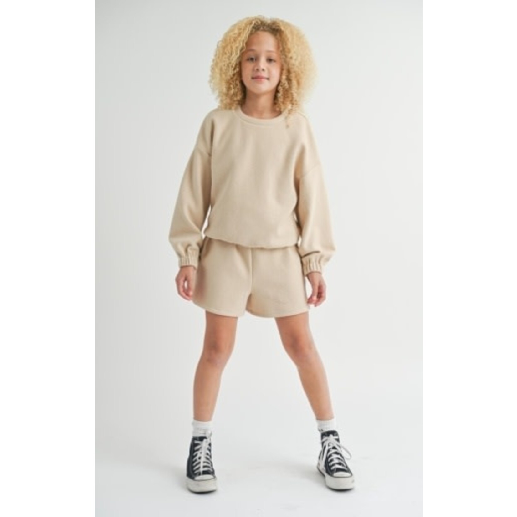 Sadie & Sage Beige Side Tie Knit Top