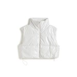 Tractr White Cropped Puffer Vest