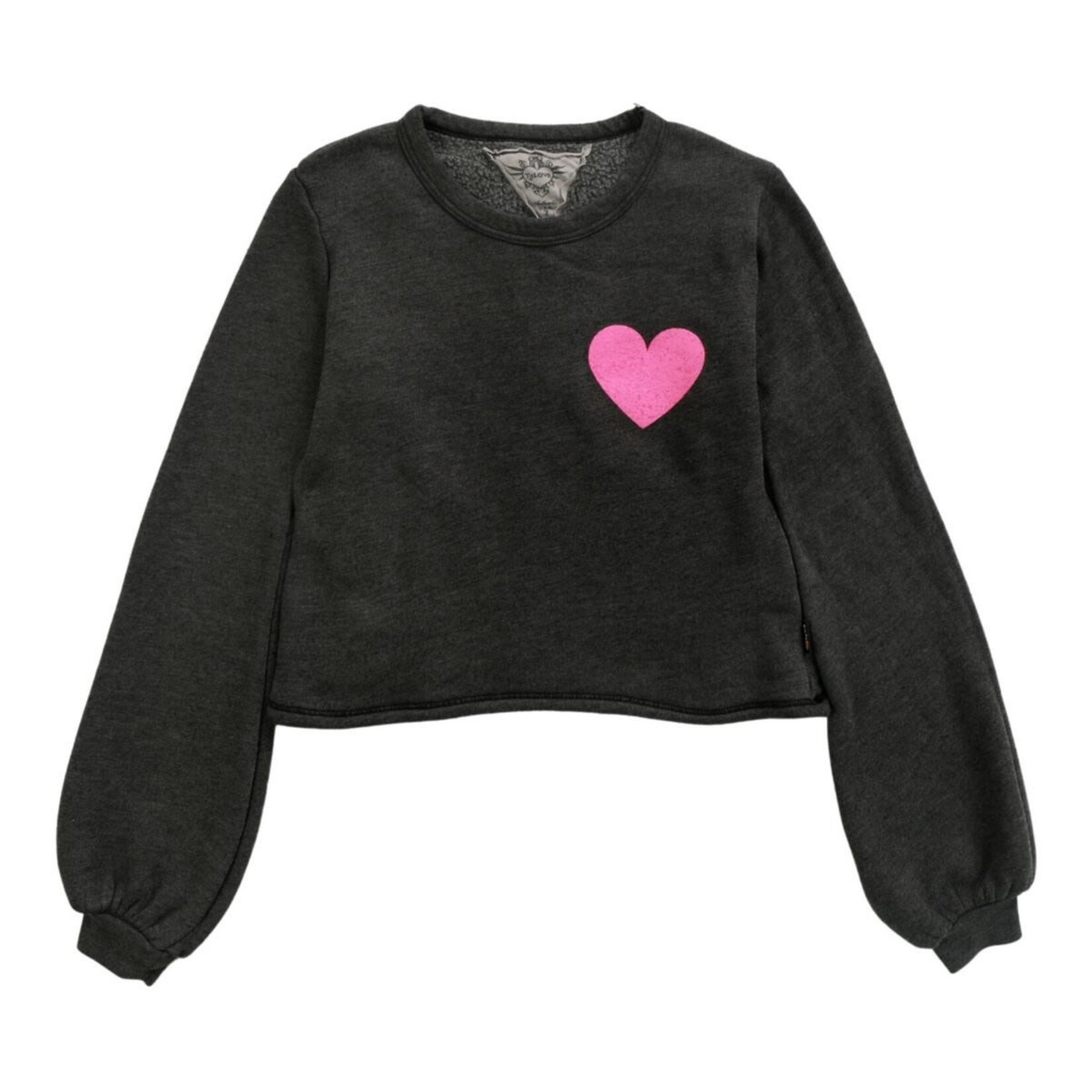 T2Love Pink Heart Black Top