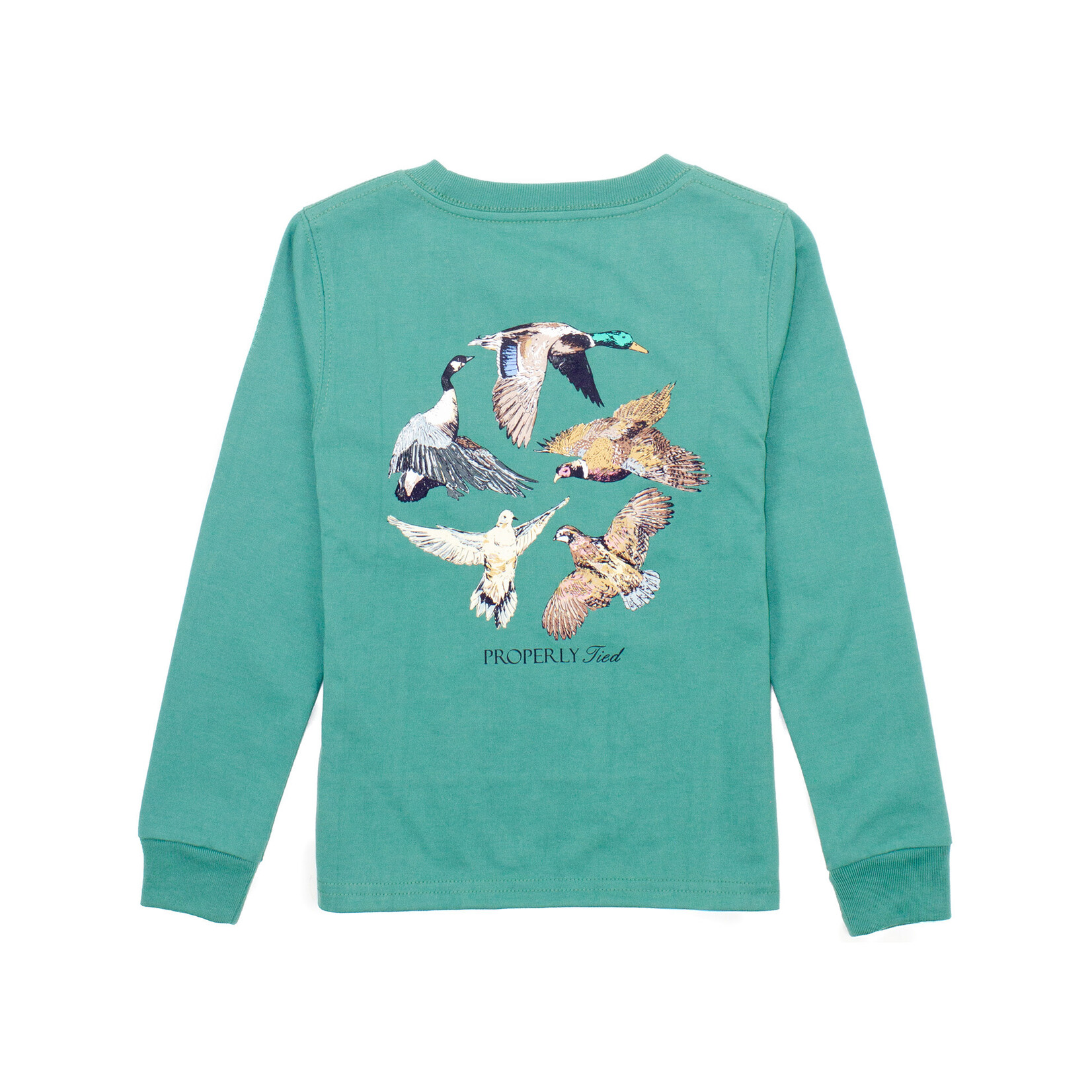 Properly Tied Teal Flock LS Tee