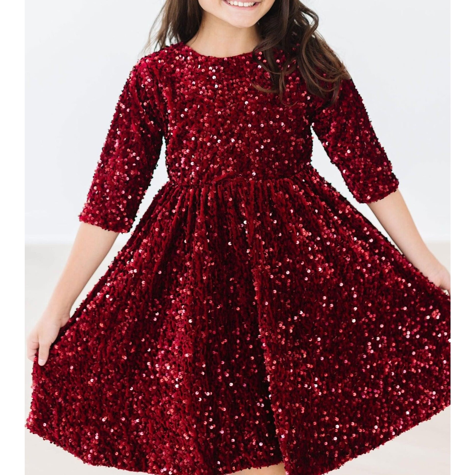 Mila & Rose Cranberry Velvet Sequin Dess