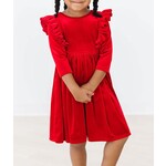 Mila & Rose Red Velvet Ruffle Twirl Dress